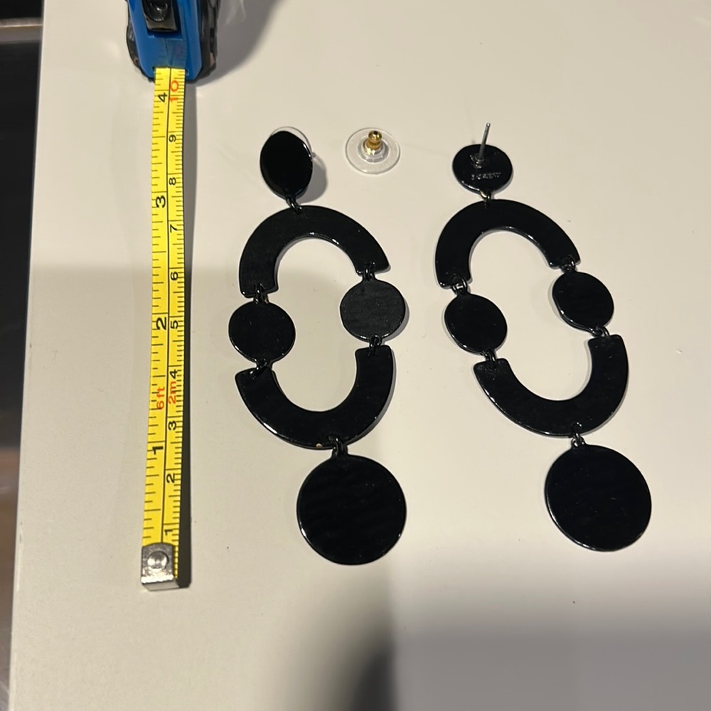 J Crew Drop Architectural Earrings - Black